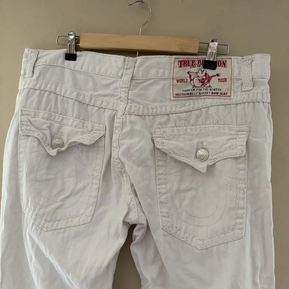 True Religion Mens Billy Super T Jeans Size 38 White Stitch Y2K Bootcut Denim